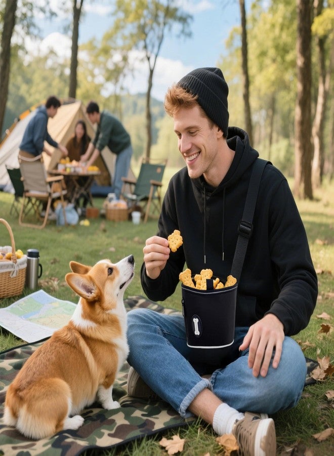 Frayot Dog Treat Pouch with Magnetic Closure, 3 Wear Ways, Side Zipper for Poop Bag Dispenser, Large Treat Bag with Reflective Strip for Training, Travel and Night Walking (1Pack-Black) - Image 5